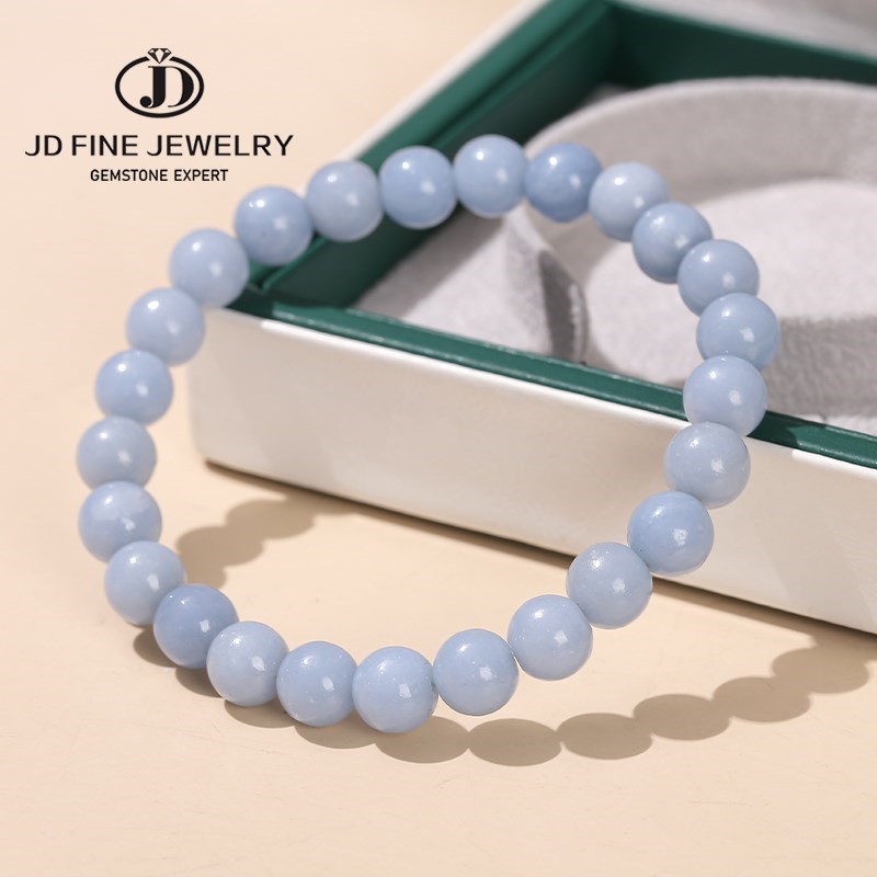 Yoga Fitness Tracker - Jd Natuursteen Blauwe Angelite Engelenarmband Vrouwen