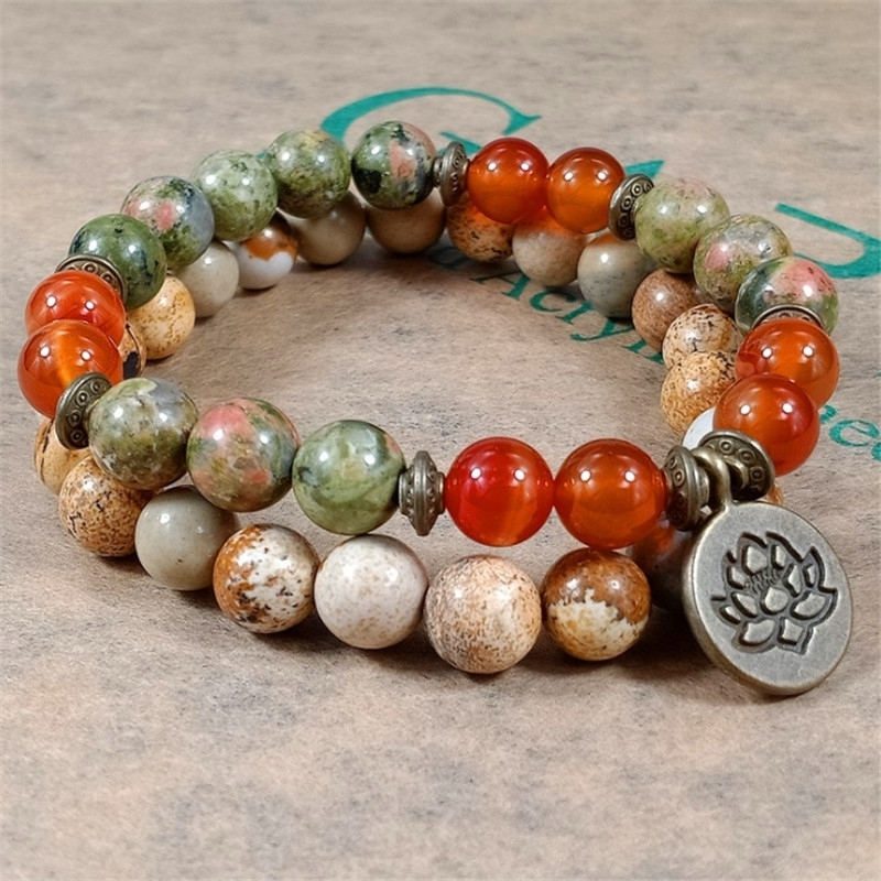 Yoga Fitness Tracker - Charm Stone Pols Mala Healing Crystal
