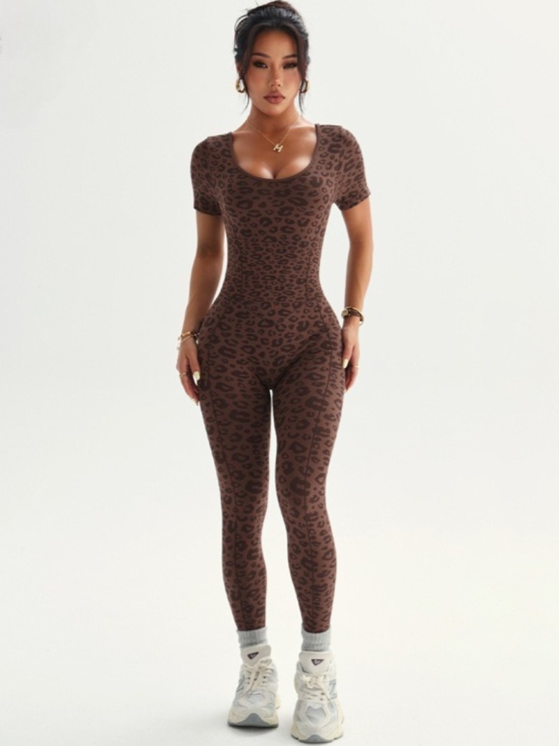 Dames backless luipaardjumpsui - Yoga Overall Fitness recensie en prijs