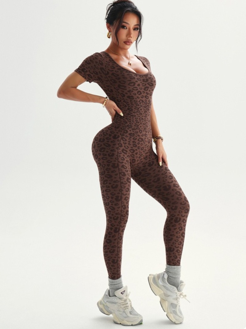 Dames backless luipaardjumpsui - Yoga Overall Fitness recensie en prijs